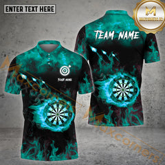 Maxcorners Darts Flame Dartboard Personalized Name, Team Name 3D Polo Shirt (4 Colors)