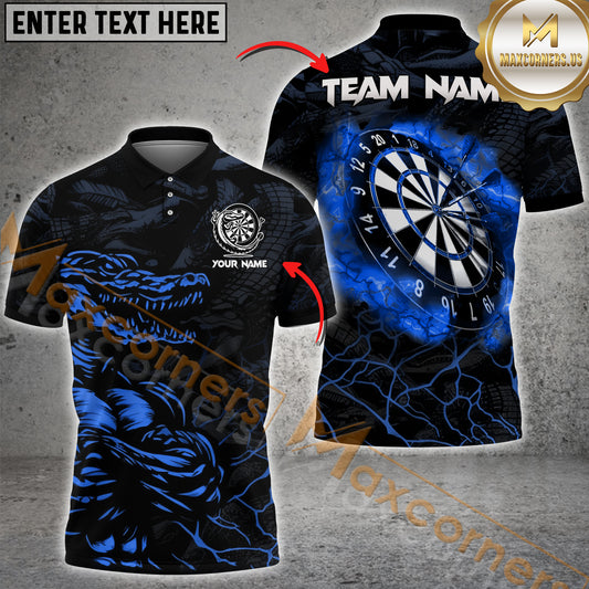 Maxcorners Darts For Team Design Crocodile Fire Pattern Option Customized Name 3D Shirt (4 Colors)