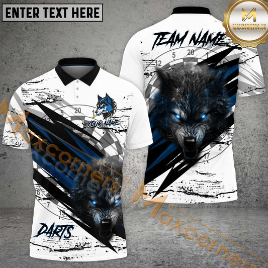 Maxcorners Wolf Darts Dartboard Multicolor Options Personalized Name, Team Name 3D Polo Shirt (4 Colors)
