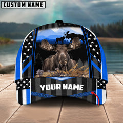 Maxcorners Moose Hunting Camo Couple Pattern Multicolor Personalized Name 3D Cap