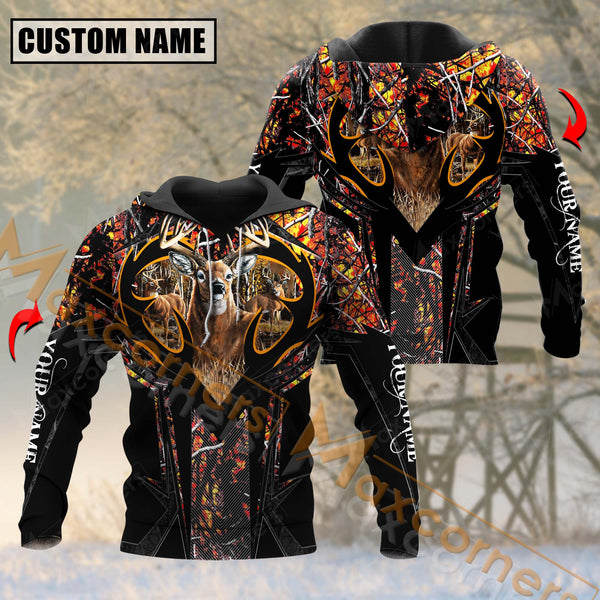 Maxcorners Red Custom Name Deer Hunting Jersey Sport Pattern Shirt 3D All Over Printed Clothes