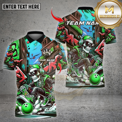 Maxcorners Bowling Graffiti Street Skate Skeleton Multicolor Options Personalized Name, Team Name Unisex 3D Shirt