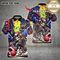 Maxcorners Bowling Graffiti Street Skate Skeleton Multicolor Options Personalized Name, Team Name Unisex 3D Shirt