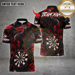 Maxcorners Darts Raven Crow Bullseye Multicolor Options Personalized Name, Team Name Unisex 3D Shirt