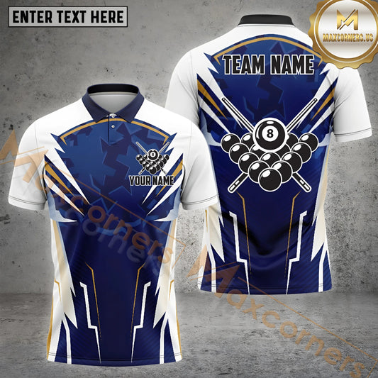 Maxcorners Stylish Maroon & Gold 8-Ball Billiard Jersey Multicolor Options Personalized Name, Team Name 3D Shirt (4 Colors)