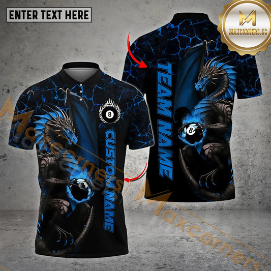 Maxcorners Fire Dragon Ball 8 Billiards Multicolor Option Personalized Unisex Shirt (4 Colors)