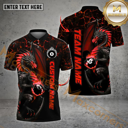 Maxcorners Fire Dragon Ball 8 Billiards Multicolor Option Personalized Unisex Shirt (4 Colors)
