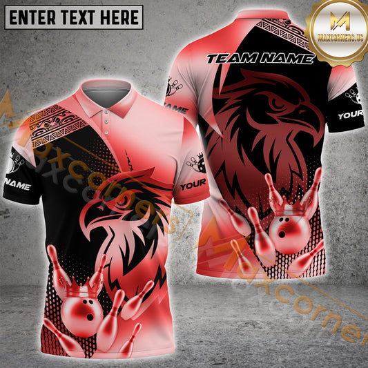 Maxcorners Bowling Golden Ball Crown Eagle Multicolor Options Personalized Name, Team Name 3D Shirt (4 Colors)