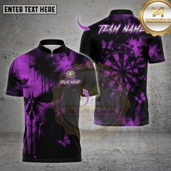 Maxcorners Darts Shirt Skull Butterfly Dartboard Multioptions Personalized Name, Team Name Unisex 3D Shirt (4 Colors)