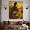 Maxcorners Funny Mallard Duck Canvas Wall Art – Cheeky Bathroom Decor, Rustic Lake House & Farmhouse Print