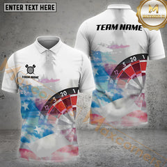 Maxcorners Darts White & USA Flag Pattern Personalized Name, Team Name 3D Shirt (Copy)