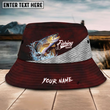 Maxcorners Trout Fishing Customized Name 3D Red Bucket Hat