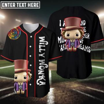 Maxcorners Personalized  Willy Wonka Baseball Jerseys Custom For Tom Dial