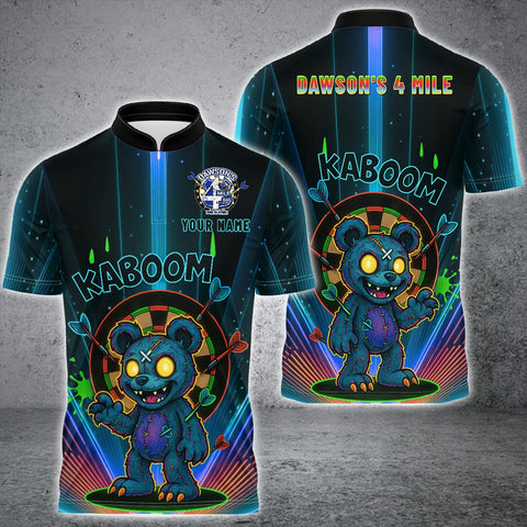 Maxcorners Wild Bear Dartboard WOW Neon Pattern Multicolor Options Personalized Name, Team Name 3D Shirt for Roxie