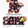 Maxcorners Pickleball Sleeveless Zipper Sports Dress Set Pink Heart Valentine Pattern