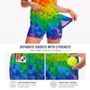 Maxcorners Pickleball Sleeveless Zipper Sports Dress Set Rainbow Heart Ombre Print
