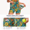 Maxcorners Pickleball Sleeveless Zipper Sports Dress Set Teal Wildflower Garden Print