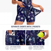 Maxcorners Pickleball Sleeveless Zipper Sports Dress Set Navy Seahorse and Starfish Print