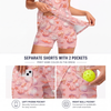 Maxcorners Pickleball Sleeveless Zipper Sports Dress Set Pink Seashell and Starfish Print