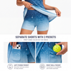 Maxcorners Pickleball Sleeveless Zipper Sports Dress Set Blue Ombre Snowfall Print