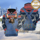 Maxcorners Moose Hunting Christmas Denim Pattern Deer Hunting Shirt 3D All Over Printed Clothes