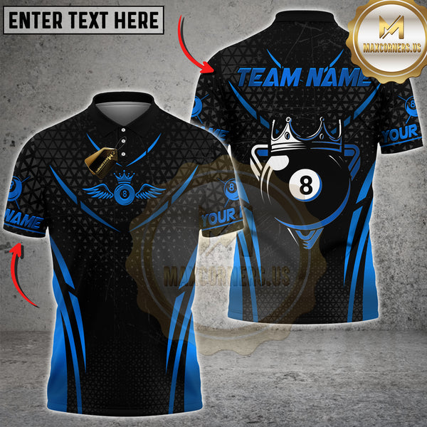 Maxcorners Billiards Golden 8 Ball King Crown Multicolor Options Personalized Name, Team Name Unisex 3D Shirt