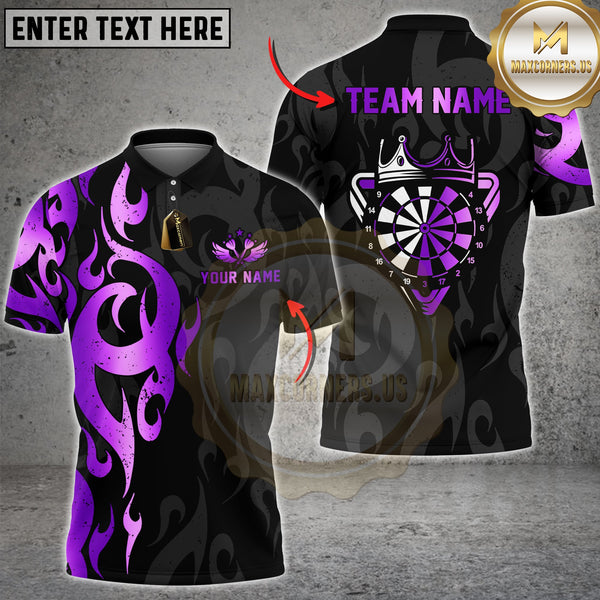 Maxcorners Darts Flame Gold Crown Tribal Style Multioptions Personalized Name, Team Name Unisex 3D Shirt