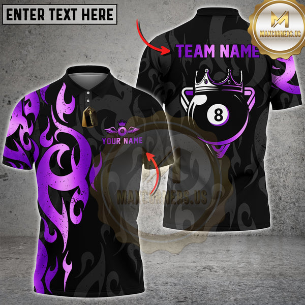 Maxcorners Billiard Flame Gold Crown Tribal Style Multioptions Personalized Name, Team Name Unisex 3D Shirt