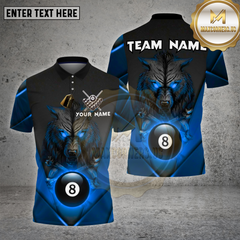 Maxcorners Billiards Wolf Flame 8 Ball Multicolor Options Personalized Name, Team Name Unisex 3D Shirt