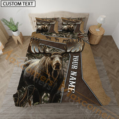 Maxcorners Hunting Forest  Bedding Set 3D Print Custom Name (Deer/Moose/Boar/Bear)