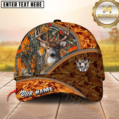 Maxcorners Hunting Orange Camo Zipper Style 3D Personalized Name 3D Cap (Deer/Moose/Boar/Bear)
