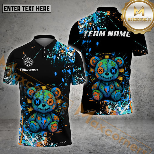 Maxcorners Darts Colorful Patchwork Bear Multicolor Options Personalized Name, Team Name 3D Shirt (4 Colors)