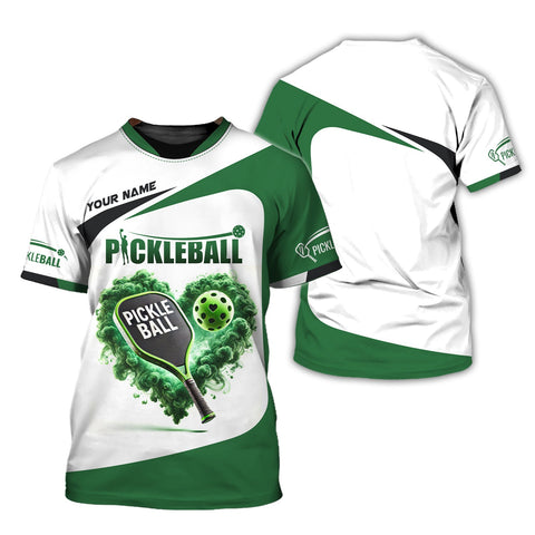 Maxcorners Custom Pickleball Player Personalized Name 3D Greenheart T-Shirts, Pickleball Polo Shirt, Gift For Pickleball Player