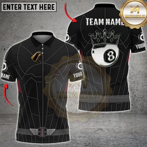 Maxcorners Billiard 8 Ball Superhero Armor Winged Ball Design Multi Options Personalized Name, Team Name 3D Shirt