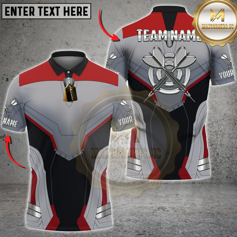Maxcorners Dart Shirt Armor Suit Red Grey Dartboard Design Multicolor Options Personalized Name, Team Name Unisex 3D Shirt