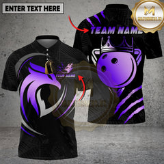 Maxcorners Bowling Royal Gold Eagle Crown Black Pattern Multioptions Personalized Name, Team Name Unisex 3D Shirt