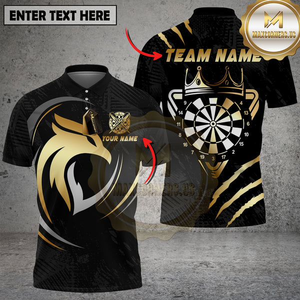 Maxcorners Darts Royal Gold Eagle Crown Black Pattern Multioptions Personalized Name, Team Name Unisex 3D Shirt