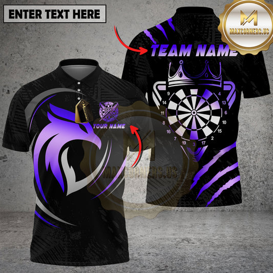 Maxcorners Darts Royal Gold Eagle Crown Black Pattern Multioptions Personalized Name, Team Name Unisex 3D Shirt