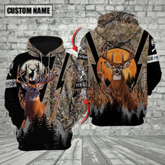 Maxcorners Hunting Buck Deer Forest Grass Brown Camo Hoodie Multi Options Personalized Name, Team Name 3D Shirt