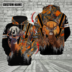 Maxcorners Hunting Buck Deer Forest Orange Camo Hoodie Multi Options Personalized Name, Team Name 3D Shirt