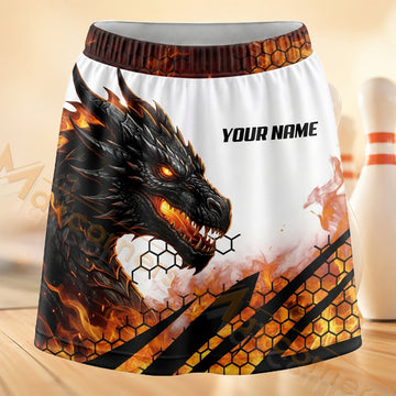 Maxcorners Bowling Fire Dragon Personalized 3D Skort, Skirts With Shorts