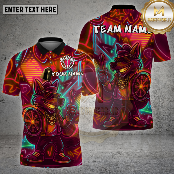 Maxcorners Dart Shirt Neon Wolf Cool Graffiti Multioptions Personalized Name, Team Name Unisex 3D Shirt (4 Colors)