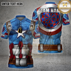 Maxcorners Dart Shirt Captain Shield Blue Star Multioptions Personalized Name, Team Name Unisex 3D Shirt