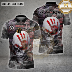 Bowling shirt with grim reaper design, Metallica-style text, dark storm background by Maxcorners