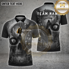 Maxcorners Billiards Shirt Grim Reaper Skull Cemetery 8 Ball Personalized Name, Team Name Unisex 3D Shirt