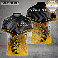 Maxcorners Darts Shirt Angry Yellow Hornet Cartoon Personalized Name, Team Name Unisex 3D Shirt