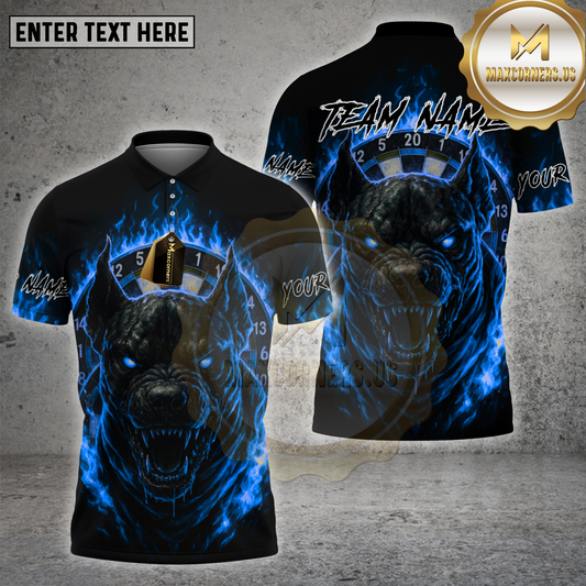 Maxcorners Darts Shirt Hellhound Flaming Skull Multicolor Options Personalized Name, Team Name 3D Shirt (4 Colors)