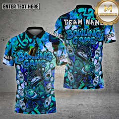 Maxcorners Bowling Shirt Cartoon Wolf vs Angry Pins Multioptions Personalized Name, Team Name Unisex 3D Shirt (4 Colors)