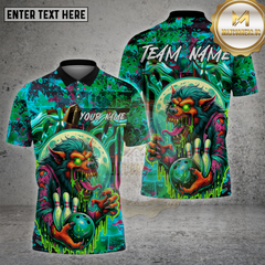 Maxcorners Bowling Shirt Neon Werewolf Acid Drip Multioptions Personalized Name, Team Name Unisex 3D Shirt (4 Colors)