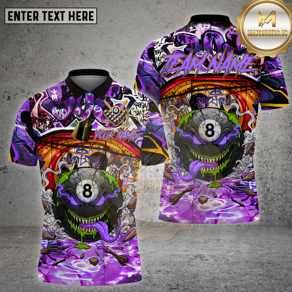 Maxcorners Billiards Shirt 8 Ball Monster Urban Splash Multioptions Personalized Name, Team Name Unisex 3D Shirt (4 Colors)